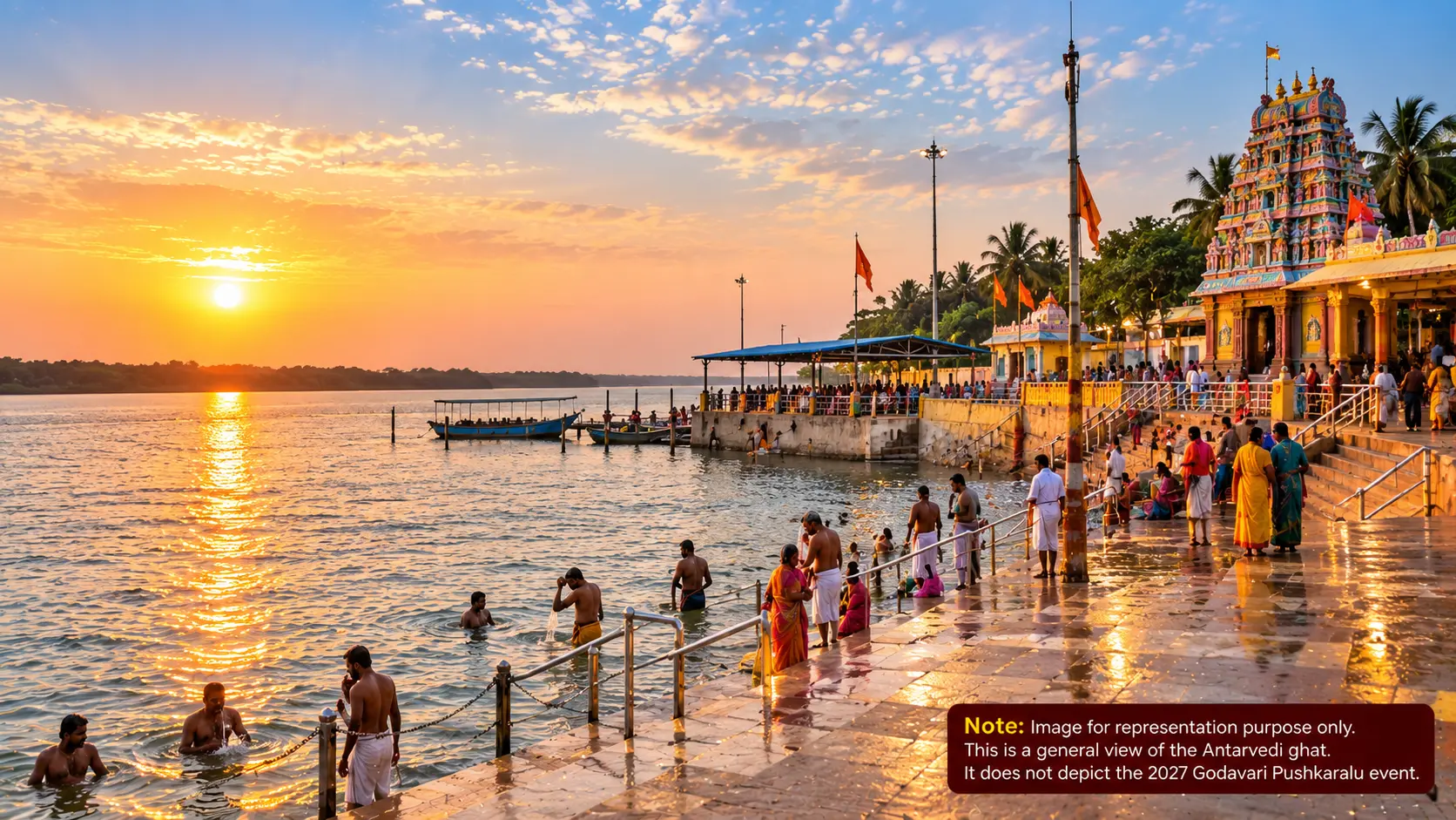 The calm waters at Antarvedi Ghat where the Godavari meets the sea